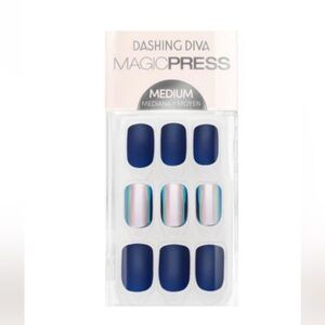 Dashing Diva MagicPress Medium Navy Blue with Iridescent Accent Press-On Nails